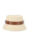 Christian Louboutin Leather-trim Studded Bucket Hat In Natural/leather