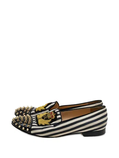 Pre-owned Christian Louboutin Havanana Spiked Loafers In Black