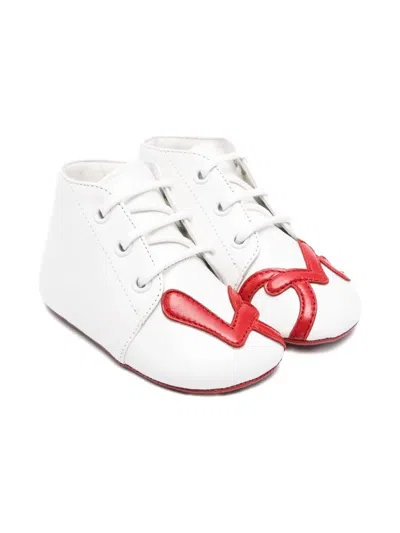 Christian Louboutin Babies' Heart-detail Lace-up Sneakers In White