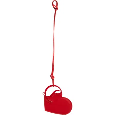 Christian Louboutin Heart Logo Cutout Leather Bag Charm In Red