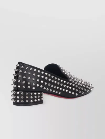 Christian Louboutin Heel Block Loafers With Studded Round Toe