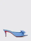 Christian Louboutin Mulazee Bow-embellished Crepe De Chine Mules In Blue
