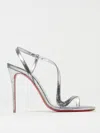 Christian Louboutin Heeled Sandals With Strappy Metallic Finish In Silver