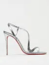 Christian Louboutin Heeled Sandals With Strappy Metallic Finish In Silver