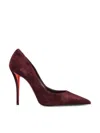 Christian Louboutin Stylish Pointed Toe Suede Pumps In Burgundy