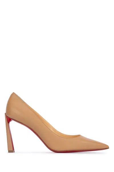 Christian Louboutin Nude Leather Pumps In Toffee