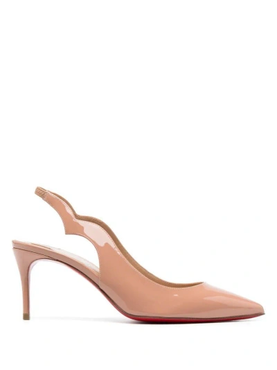 Christian Louboutin Hot Chick Patent Red Sole Slingback Pumps In Blush