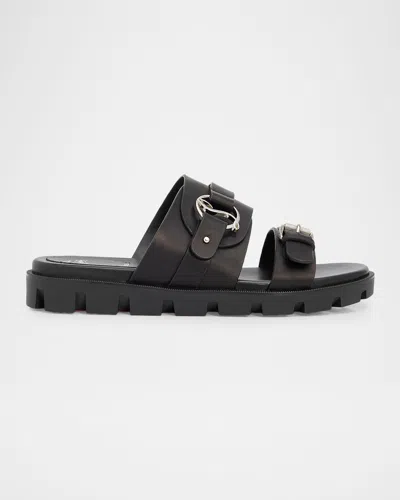 Christian Louboutin Her In Roma Leather Lug-sole Slides In Black
