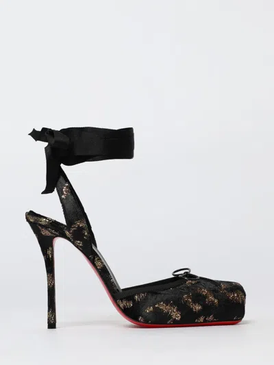 Christian Louboutin Cassia Silk Ankle-tie Red Sole Ballerina Pumps In Black