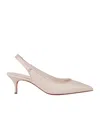 Christian Louboutin Sporty Kate 55 Leather Slingback Pumps In Nude