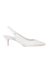 Christian Louboutin Sporty Kate 55 White Leather Slingbacks In White