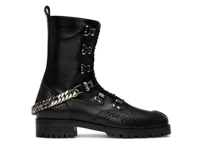 Pre-owned Christian Louboutin Horse Guarda Flat Calf Boot (women's) Sneakers In Black/silver