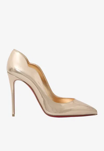 Christian Louboutin Hot Chick 100 Laminated Leather Pumps In Gold