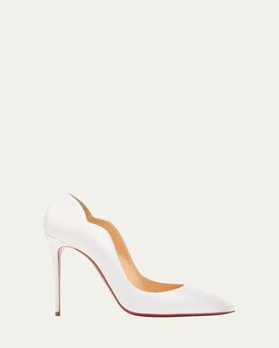 Christian Louboutin Hot Chick 100 Patent Red Sole High-heel Pumps In White