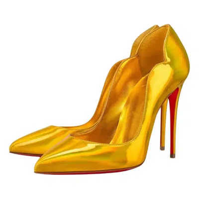 Pre-owned Christian Louboutin Hot Chick 100 Yellow Patent Psychic Pointed Heel Pump 37