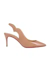 Christian Louboutin Women Hot Chick Patent Leather Slingback Decollete In Nude