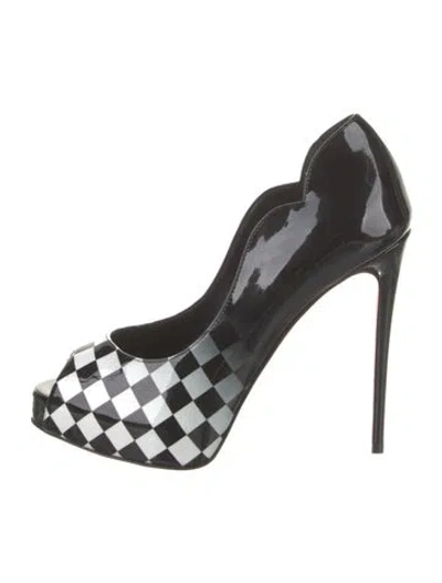 Pre-owned Christian Louboutin Hot Chick Alta 120 Racing Patent Leather Pumps In Black