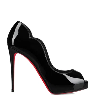 CHRISTIAN LOUBOUTIN HOT CHICK ALTA PATENT LEATHER PEEP TOE PUMPS 100