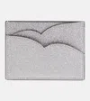 Christian Louboutin Hot Chick Glittered Leather Card Holder In Silver