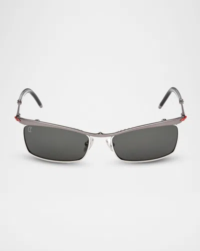 Christian Louboutin Hot Chick Lb0021 Rectangular Metal Sunglasses In Gray
