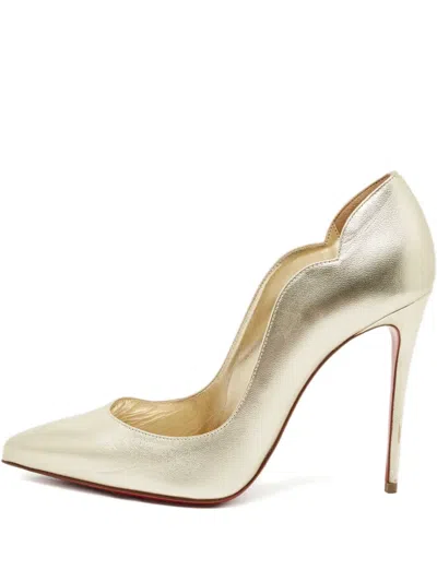 Pre-owned Christian Louboutin Hot Chick Leather Heeled Pumps In Gold