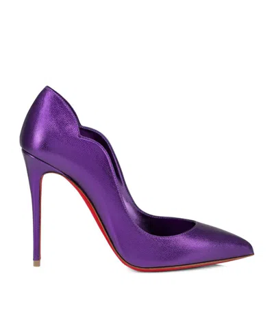 Christian Louboutin Hot Chick Metallic-leather Pumps 100 In Navy