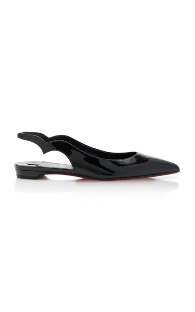Christian Louboutin Hot Chickita Patent Red Sole Slingback Flats In Black