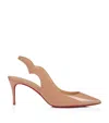Christian Louboutin Women Hot Chick Patent Leather Slingback Decollete In Nude