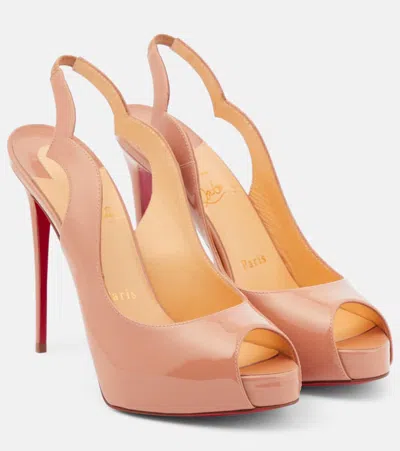 Christian Louboutin Hot Chick Patent Leather Slingback Pumps In Nude