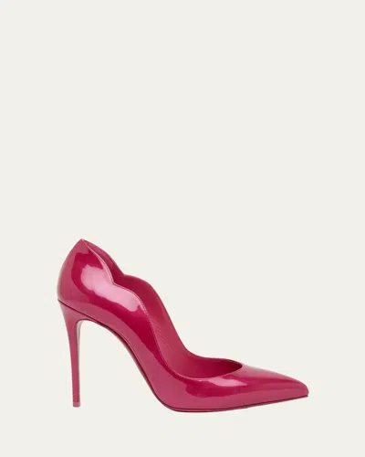 CHRISTIAN LOUBOUTIN HOT CHICK PATENT RED SOLE PUMPS