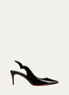 Christian Louboutin Hot Chick Patent Red Sole Slingback Pumps In Black