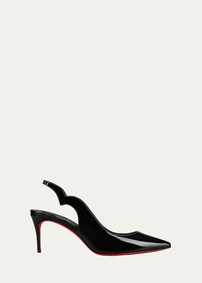 CHRISTIAN LOUBOUTIN HOT CHICK PATENT RED SOLE SLINGBACK PUMPS