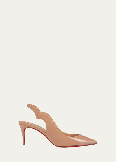 CHRISTIAN LOUBOUTIN HOT CHICK PATENT RED SOLE SLINGBACK PUMPS