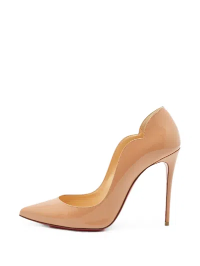 Pre-owned Christian Louboutin Hot Chick Scalloped Pumps In Neutral