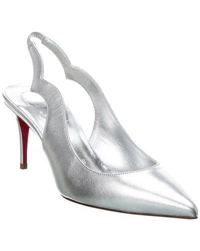 Christian Louboutin Hot Chick Sling 70 Leather Slingback Pump In Silver