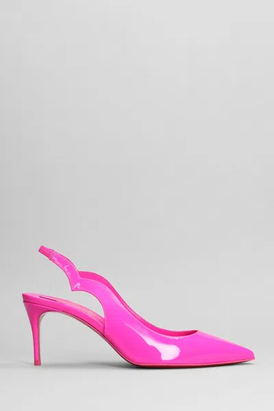 CHRISTIAN LOUBOUTIN CHRISTIAN LOUBOUTIN HOT CHICK SLING PUMPS IN ROSE-PINK PATENT LEATHER