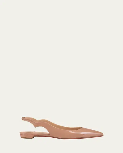 Christian Louboutin Hot Chickita Patent Slingback Flats In Pink