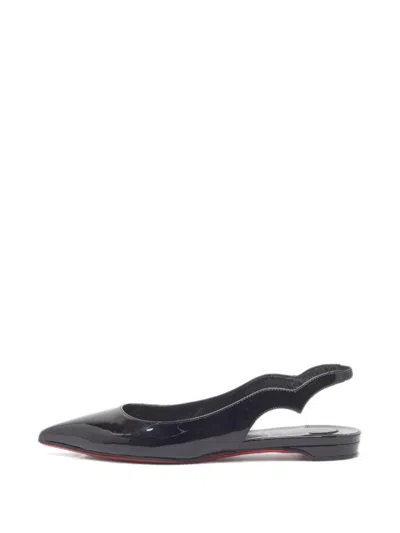 Pre-owned Christian Louboutin Hot Chickita Slingback Flats In Black