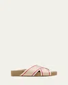 Christian Louboutin Hot Cross Bizz Donna Web Slide Sandals In Beige