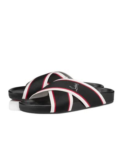 Christian Louboutin Hot Cross Bizz Slide Sandal In Black