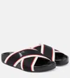 Christian Louboutin Hot Cross Bizz Striped Grosgrain Slides In Black