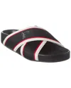 Christian Louboutin Hot Cross Bizz Striped Grosgrain Slides In Black