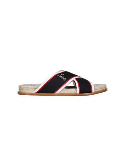 Christian Louboutin "hot Cross" Slippers In Neutrals