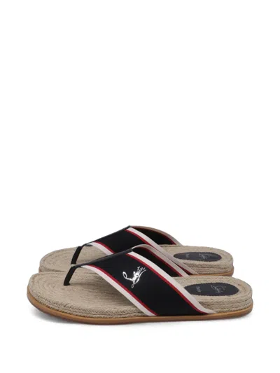 Pre-owned Christian Louboutin Hot Flip Jute Sandals In Black