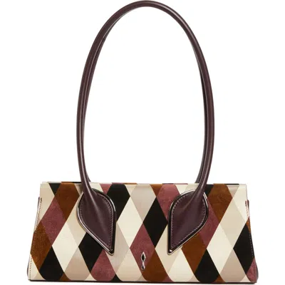 Christian Louboutin Intarsia Diamond Leather Baguette Bag In Multi
