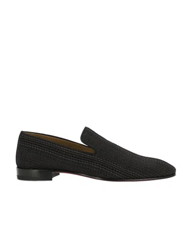 Christian Louboutin Interwoven Leather Loafers In Black