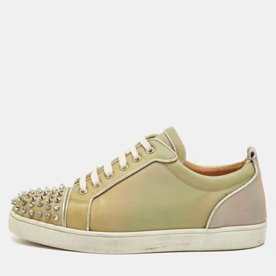 Pre-owned Christian Louboutin Iridescent Pvc Louis Junior Spikes Low Top Sneakers Size 44 In Multi