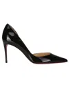 Christian Louboutin Pointed-toe Patent Leather Pumps With Signature Red Sole In Black