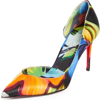 Christian Louboutin Iriza Flower Pointed Toe Half D'orsay Pump