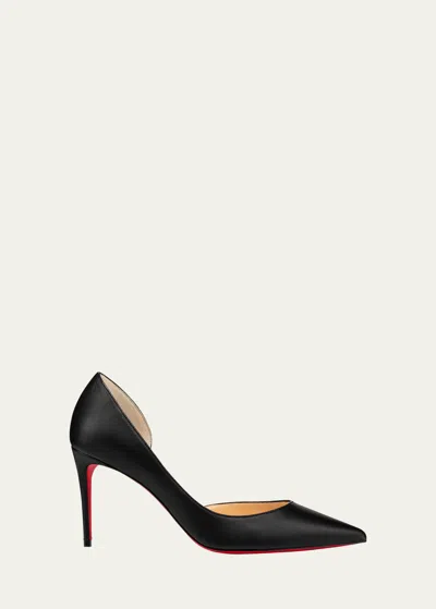 Christian Louboutin Iriza Leather Half-d'orsay Red Sole Pumps In Black
